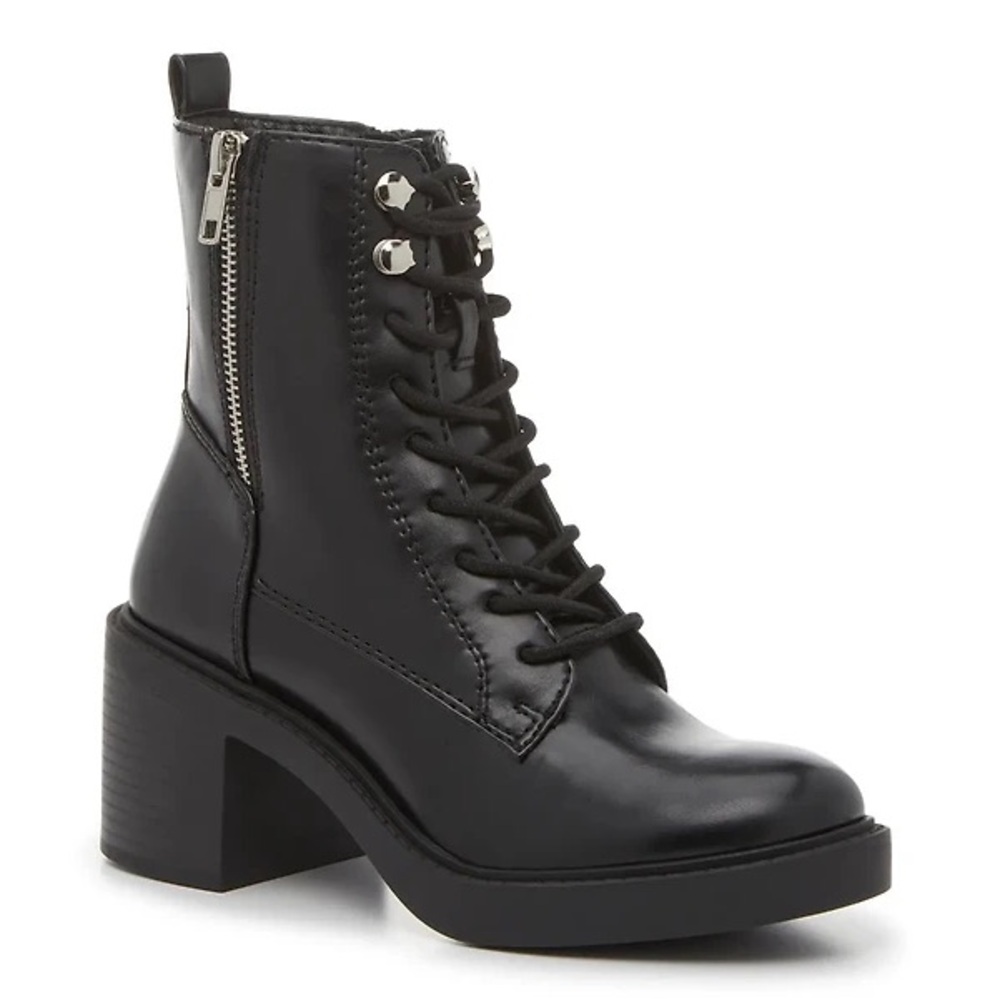 MIA Women’s Galit Combat Black Lace-Up Ankle Chunky Block Heel Boots Size 6 NEW